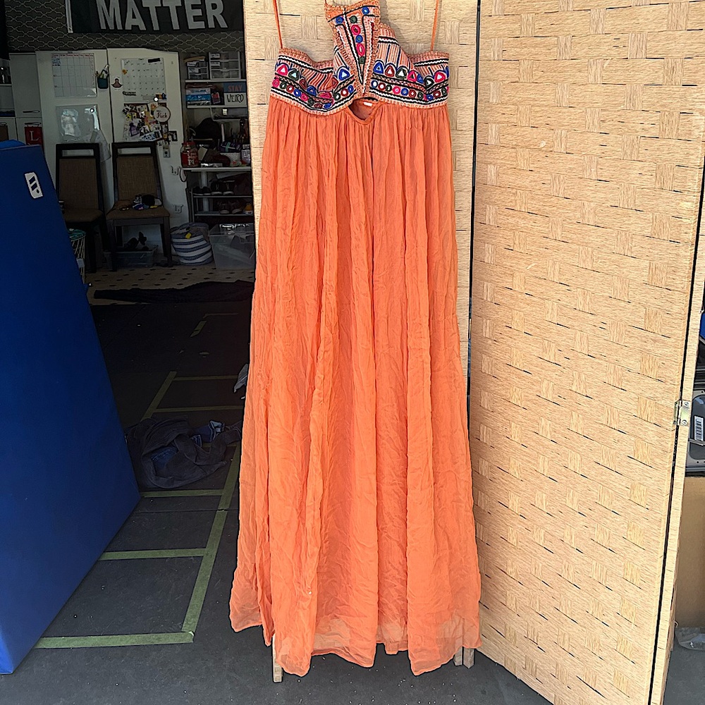 Free People Rust Empire Waist Dress, Size 8